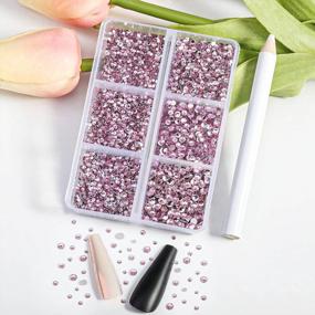 img 3 attached to 7200Pcs Light Rose/Light Pink Flatback Rhinestones, Mixed 6 Sizes With Wax Pencil Kit - Perfect For Nail Crafts & DIY Projects!