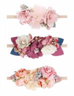 🌸 oaoleer baby girl floral headbands set - delicate flower trio for newborns and toddlers логотип