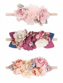 img 4 attached to 🌸 Oaoleer Baby Girl Floral Headbands Set - Delicate Flower Trio for Newborns and Toddlers