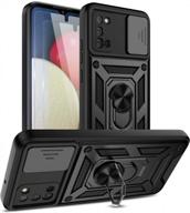 military grade shockproof protective case for samsung galaxy a02s 6.5inch - donwell with screen protector & magnetic ring kickstand/camera cover - black logo