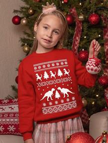 img 3 attached to Boys' Clothing: Christmas Dinosaur Sleeve T-Shirt Sweater at Fashion Hoodies & Sweatshirts