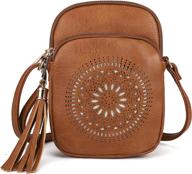 small crossbody bags for women: triple zip pockets, vegan leather boho cell phone purse handbags logo