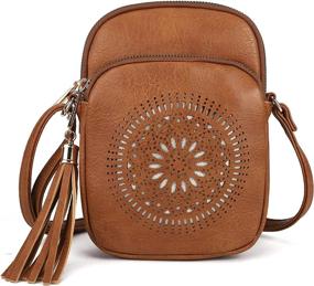img 4 attached to Small Crossbody Bags For Women: Triple Zip Pockets, Vegan Leather Boho Cell Phone Purse Handbags