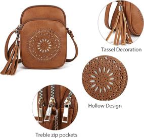 img 1 attached to Small Crossbody Bags For Women: Triple Zip Pockets, Vegan Leather Boho Cell Phone Purse Handbags