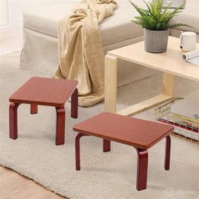 img 4 attached to 🪜 Houchics Wooden 2Pack Step Stool for Kids: Non-Slip Bathroom & Kitchen Wood Stools, Walnut Color