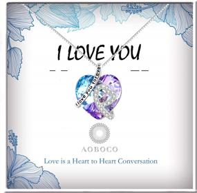 img 4 attached to Sterling Silver 'I Love You Forever' Necklace - Romantic Crystal Jewelry Gift For Her | AOBOCO
