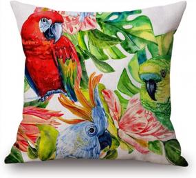 img 4 attached to Cute And Colorful Bird Parrot Cartoon Pillowcase For Home Decor - 18X18 Inches