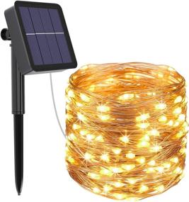 img 4 attached to Solar Fairy Lights: 39Ft Twinkle Copper Wire Outdoor String Lights With 120 LED IP65 Waterproof For Garden, Patio, Christmas & Home Decor - Warm White