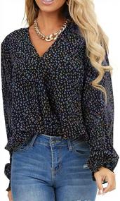 img 3 attached to Leopard Printed Chiffon Blouse For Women - V Neck Long Sleeve Loose Top, Dressy & Casual Fashion For 2022