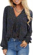 leopard printed chiffon blouse for women - v neck long sleeve loose top, dressy & casual fashion for 2022 logo