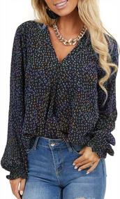 img 4 attached to Leopard Printed Chiffon Blouse For Women - V Neck Long Sleeve Loose Top, Dressy & Casual Fashion For 2022