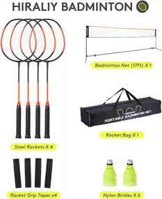 img 3 attached to Complete Outdoor Badminton Set With Adjustable Net, Rackets, Shuttlecocks And Carry Bag