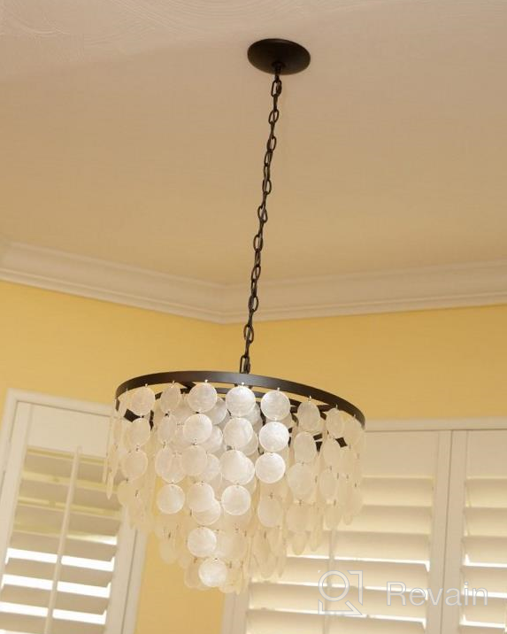 img 1 attached to Coastal 5 Light Pendant Chandelier ALICE HOUSE 18.2" White Shell, Brown Finish For Dining Room, Kitchen Island Foyer Entrance Living Room AL1701-P5 review by Brandon Jaime