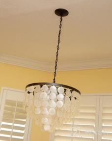 img 4 attached to Coastal 5 Light Pendant Chandelier ALICE HOUSE 18.2" White Shell, Brown Finish For Dining Room, Kitchen Island Foyer Entrance Living Room AL1701-P5