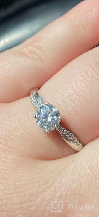 img 1 attached to 1.16Ctw Moissanite Engagement Rings For Women - Platinum Plated Silver Ring review by Matthew Carr