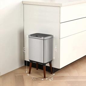 img 3 attached to ELPHECO Automatic Trash Can: Motion Sensor, Removable Inner Bucket, And Stylish Wooden Legs In A Compact 2.5 Gallon Stainless Steel Design - Perfect For Bathrooms And Small Spaces