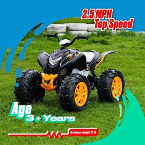 img 2 attached to Rollplay Powersport ATV 12V Electric 4 Wheeler Featuring Oversized Wheels With Rubber Tire Strips For Added Traction, Working Headlights, And A Top Speed Of 3 MPH, Black/Yellow