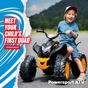 img 3 attached to Rollplay Powersport ATV 12V Electric 4 Wheeler Featuring Oversized Wheels With Rubber Tire Strips For Added Traction, Working Headlights, And A Top Speed Of 3 MPH, Black/Yellow