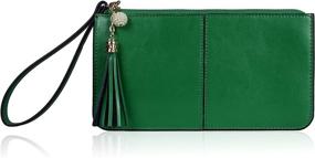 img 4 attached to 👜 Women's Leather Zipper Wallet & Wristlet Handbag with Pocket - Handbags & Wallets