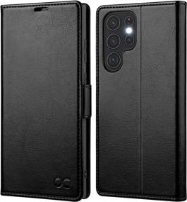 img 4 attached to Galaxy S22 Ultra 5G Wallet Case - PU Leather Folio With Card Holders, RFID Blocking, Kickstand & Shockproof TPU Inner Shell - Black (6.8 Inch, 2022) For OCASE
