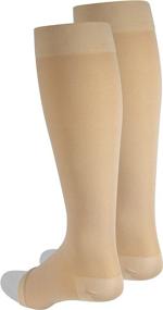 img 1 attached to Relieve Leg Pain With NuVein Medical Compression Stockings - Open Toe, 20-30 MmHg Knee Length Support For Women & Men In Beige (3XL)
