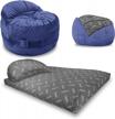 cordaroy's chenille nest bean bag chair, convertible chair folds from chair to bed, as seen on shark tank, navy, queen logo
