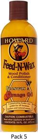 img 1 attached to 🍊 Howard Products FW0016 Wood Polish & Conditioner, 16 oz, Orange, 5 Pack - Enhance and Nourish Your Wood Surfaces with this High-Quality Formulation!