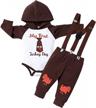 baby boy thanksgiving outfit - hoodie romper + suspender strap turkey pants 2pcs set, long sleeve letter print logo