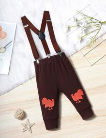img 1 attached to Baby Boy Thanksgiving Outfit - Hoodie Romper + Suspender Strap Turkey Pants 2Pcs Set, Long Sleeve Letter Print
