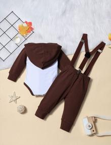 img 2 attached to Baby Boy Thanksgiving Outfit - Hoodie Romper + Suspender Strap Turkey Pants 2Pcs Set, Long Sleeve Letter Print