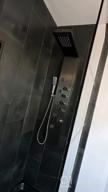 img 1 attached to Luxury 304 Stainless Steel ROVATE Rainfall Waterfall Shower Tower Panel System - 6 Brass Body Massage Spray & 3 Function Handheld Shower, Brushed Finish, Wall Mounted review by Chris Hanson