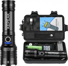 img 4 attached to KEPEAK Flashlight High Lumens Rechargeable, 10000 Lumens LED Flash Light, Tactical Handheld Flashlights Super Bright, Zoomable, 5 Modes & Mode Memory, Water Resistant For Emergency Camping Hiking