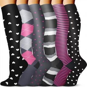 img 4 attached to Copper Compression Socks For Women & Men Circulation (6 Pairs) 15-20 MmHg Is Best For Athletics, Support, Cycling, Nurse