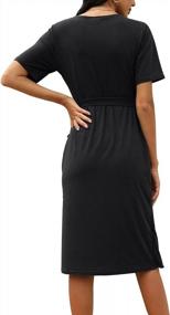 img 3 attached to Women'S V Neck Work Dress By CHERFLY - Midi Casual Sexy Wrap With Waist Tie