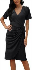 img 4 attached to Women'S V Neck Work Dress By CHERFLY - Midi Casual Sexy Wrap With Waist Tie
