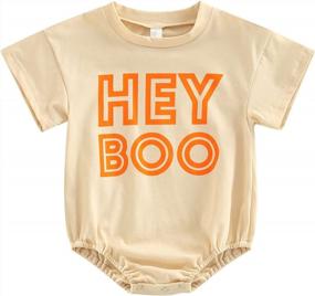 img 4 attached to Adorable Halloween Romper: Kayotuas Baby Boys/Girls Oversized T-Shirt Onesie With Letter Print, Short Sleeves Bodysuit For Cute Halloween Outfits