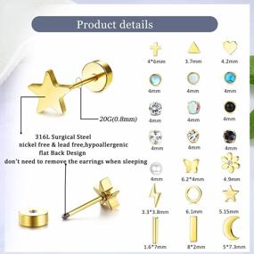 img 2 attached to 21 Pairs Of Flat Back Earrings For Women -Comfortable Screw Back Earrings Set Of 20G Tiny Cartilage Studs For Tragus, Daith, And Helix Ear Piercings - From LOLIAS