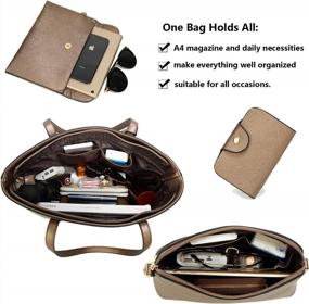 img 1 attached to Women'S 4-Piece Fashion Handbag Set: Tote, Wallet, Satchel & Shoulder Bag!