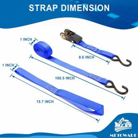 img 1 attached to Blue 1764Lb Ratchet Straps Tie Down Kit - 4 Metal Ratchet Buckles W/ Safety Lock S Hooks, Soft Loops & Storage Bag For Moving Cargo, Appliances, Lawn Equipment & Motorcycle