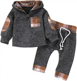 img 4 attached to SANMIO Infant Toddler Baby Boys Girls Clothes: Classic Plaid Sweatshirt +Pants Outfit Set