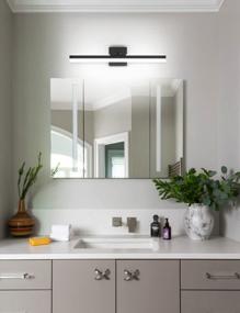 img 2 attached to Обновите свою ванную комнату с помощью современной светодиодной панели Joossnwell Modern LED Vanity Light Bar - 23,62 дюйма регулируемые черные светильники для ванной комнаты для прохладной и стильной атмосферы