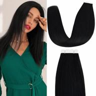 vlasy tape in hair extensions human hair 14 inch mini tape in hair extensions real natural human hair invisible straight black hair extensions for black women 1# 20pieces logo