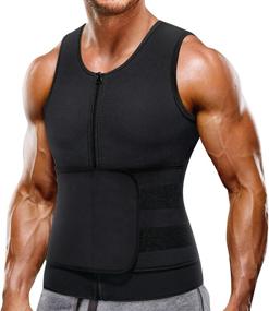 img 4 attached to Maximize Your Workout With Wonderience Neoprene Sauna Suit For Men - Premium Waist Trainer Vest With Adjustable Tank Top And Zipper For Ultimate Body Shaping