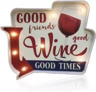 vintage metal wine bar sign with led lights - battery operated wall decor for home, apartment, kitchen, bedroom, and cafe - acecar wine wall art at 12.2 x 10.23 inches logo