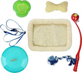 img 1 attached to PAWISE Dog Gift Box With 8Pc Set - Bed, Collar, Leash, Bowls, Ball Launcher & Chew Toys