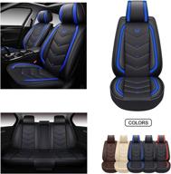 🚗 oasis auto os-003 leather car seat covers: full set, blue – premium faux leatherette cushion cover for cars, suvs, and trucks logo