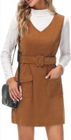 img 4 attached to Stylish And Convenient: KANCY KOLE Women'S Sleeveless Corduroy Overall Dress With Pockets And Belt