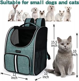 img 2 attached to Ventilated Thicker Bottom Pet Carrier Backpack For Small Dogs And Cats: Perfect For Hiking, Travel, And Outdoor Use In Green