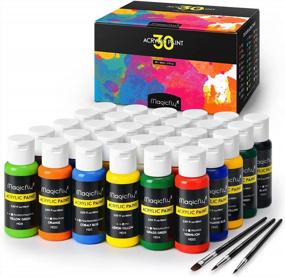 img 4 attached to Magicfly 30 Colors Acrylic Paint Set (2 Oz/60Ml), Non-Toxic Craft Paint For Canvas Painting, Multi-Surface Art Paints For Canvas, Wood, Stone, Ceramic & Model, Acrylic Paint Art Supplies For Artists, Adults & Beginners