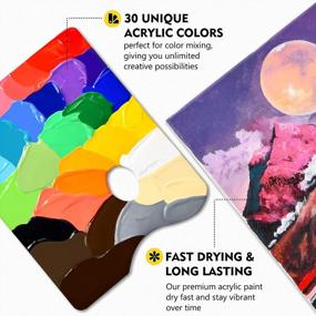 img 2 attached to Magicfly 30 Colors Acrylic Paint Set (2 Oz/60Ml), Non-Toxic Craft Paint For Canvas Painting, Multi-Surface Art Paints For Canvas, Wood, Stone, Ceramic & Model, Acrylic Paint Art Supplies For Artists, Adults & Beginners
